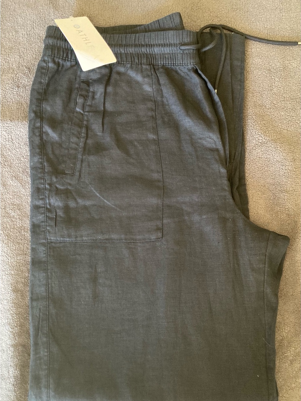 Athleta Women's Wide Leg Linen-Blend Pants in Dark Charcoal